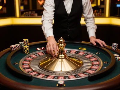 Luxuri&ouml;ser Live-Casino-Tisch mit Roulette und eleganter Croupierin bei Lemon Casino