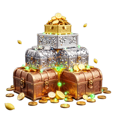 Vier Schatzkisten in Bronze, Silber, Gold und Diamond - Lemon Casino Treasure Boxes Loyalit&auml;tsprogramm